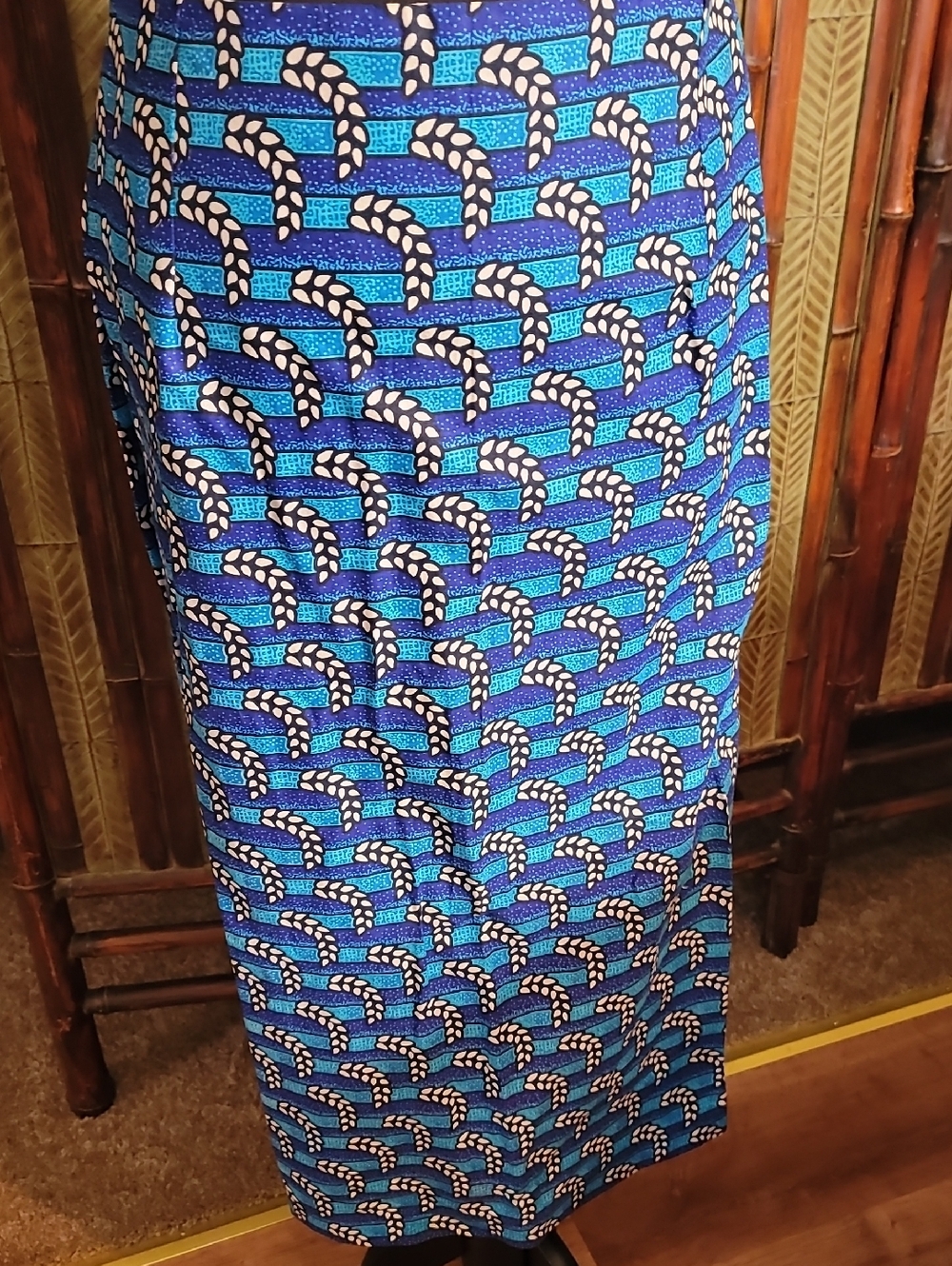Blue Patterned Maxi  Skirt - Women's Stylish Ankara  Print Pencil Skirt